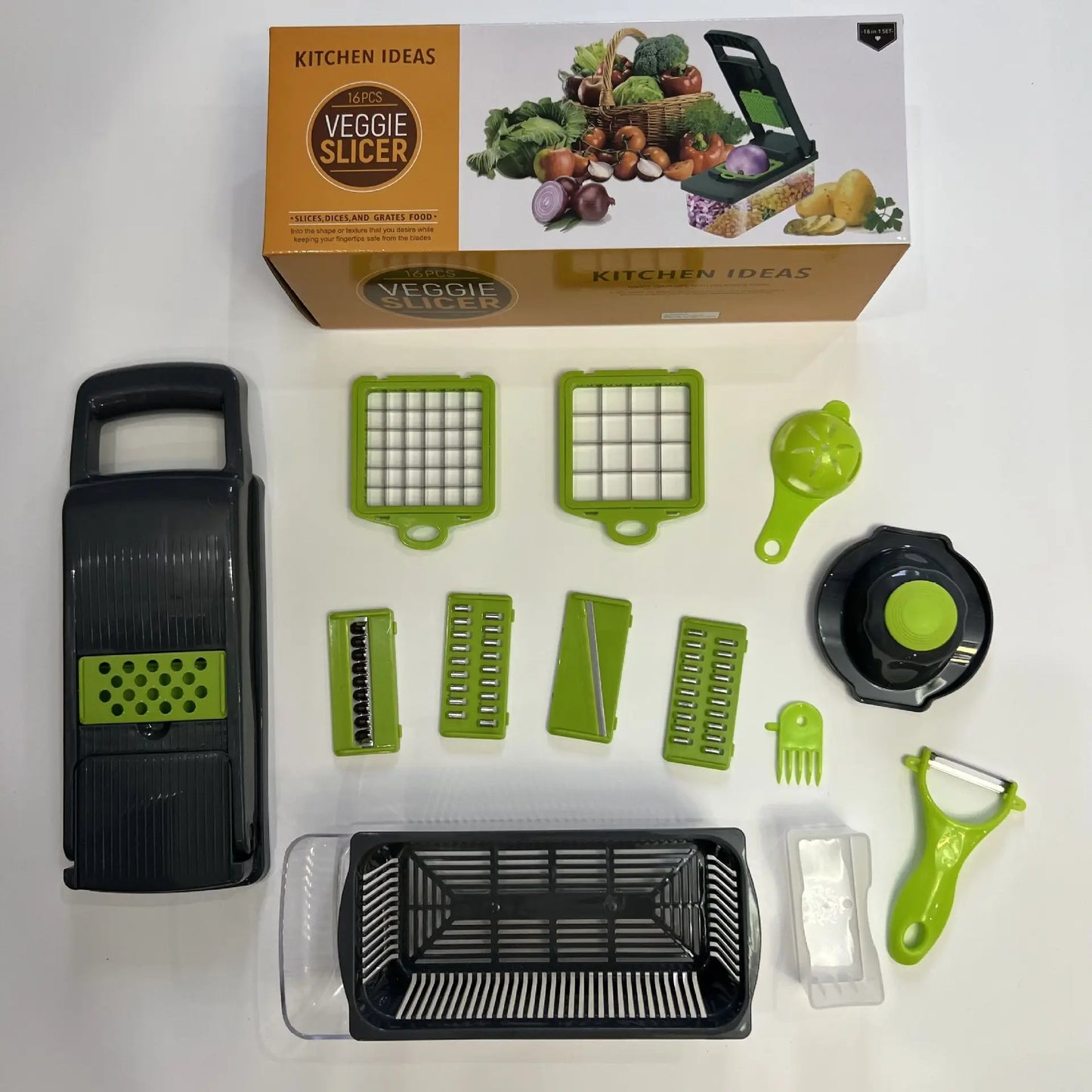 16 IN1 Mandoline Slicer Veggie Food Chopper Vegetable Cutter Tomato Carrot Grater Cheese French Onion Shredders Kitchen Tool