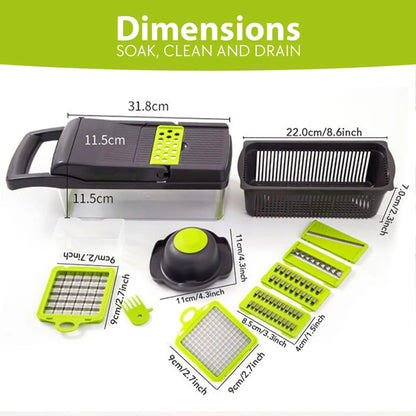 16 IN1 Mandoline Slicer Veggie Food Chopper Vegetable Cutter Tomato Carrot Grater Cheese French Onion Shredders Kitchen Tool