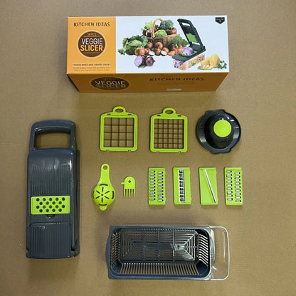 16 IN1 Mandoline Slicer Veggie Food Chopper Vegetable Cutter Tomato Carrot Grater Cheese French Onion Shredders Kitchen Tool