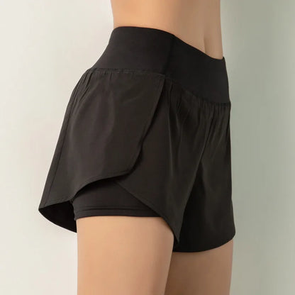 Sport Shorts Women Sportswear Double-deck Running Shorts Yoga Bottoms Summer Gym Fitness Training Jogging Short Pants